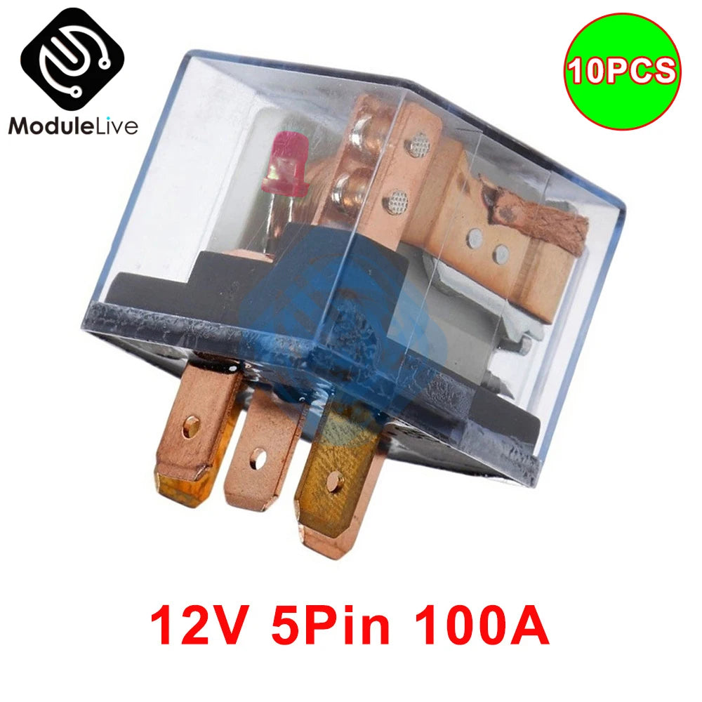 10PCS Waterproof Automotive Relay 12V 100A 5Pin SPDT Car Control Device Car Relays DC 24V 48V High Capacity 100A Switching
