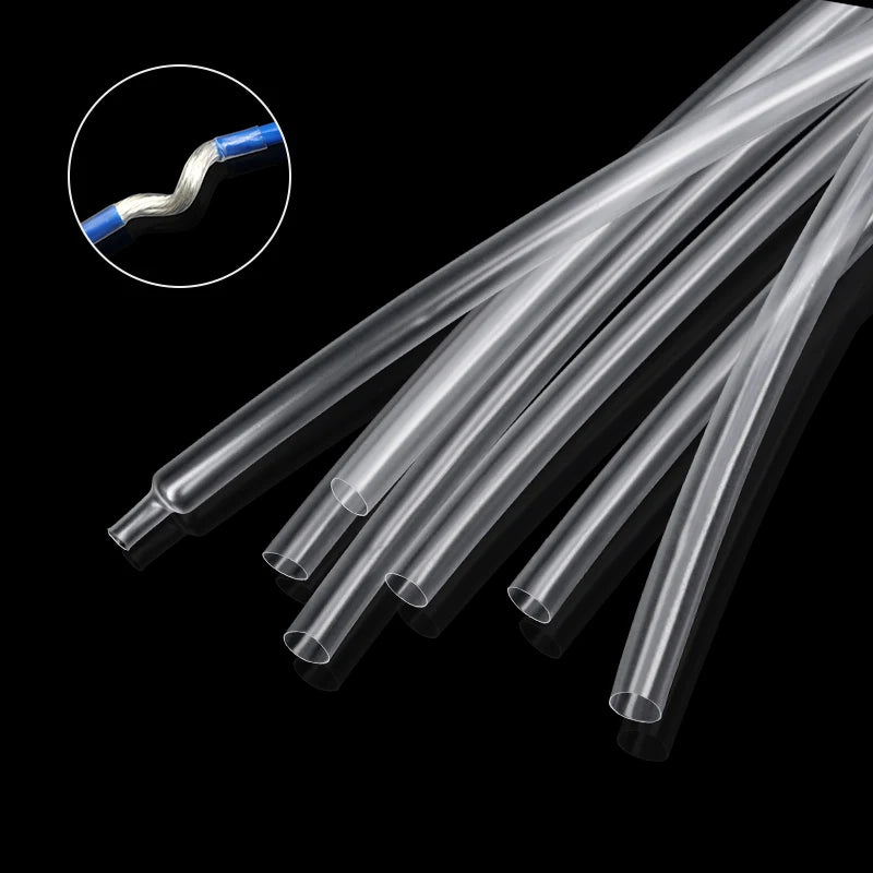 1 - 100m Transparent 1mm ~ 20mm Super Thin Wall Soft Shrinkable Tube 2:1 Heat Shrink Tube Earphone Line Audio Cable Sleeve Wrap