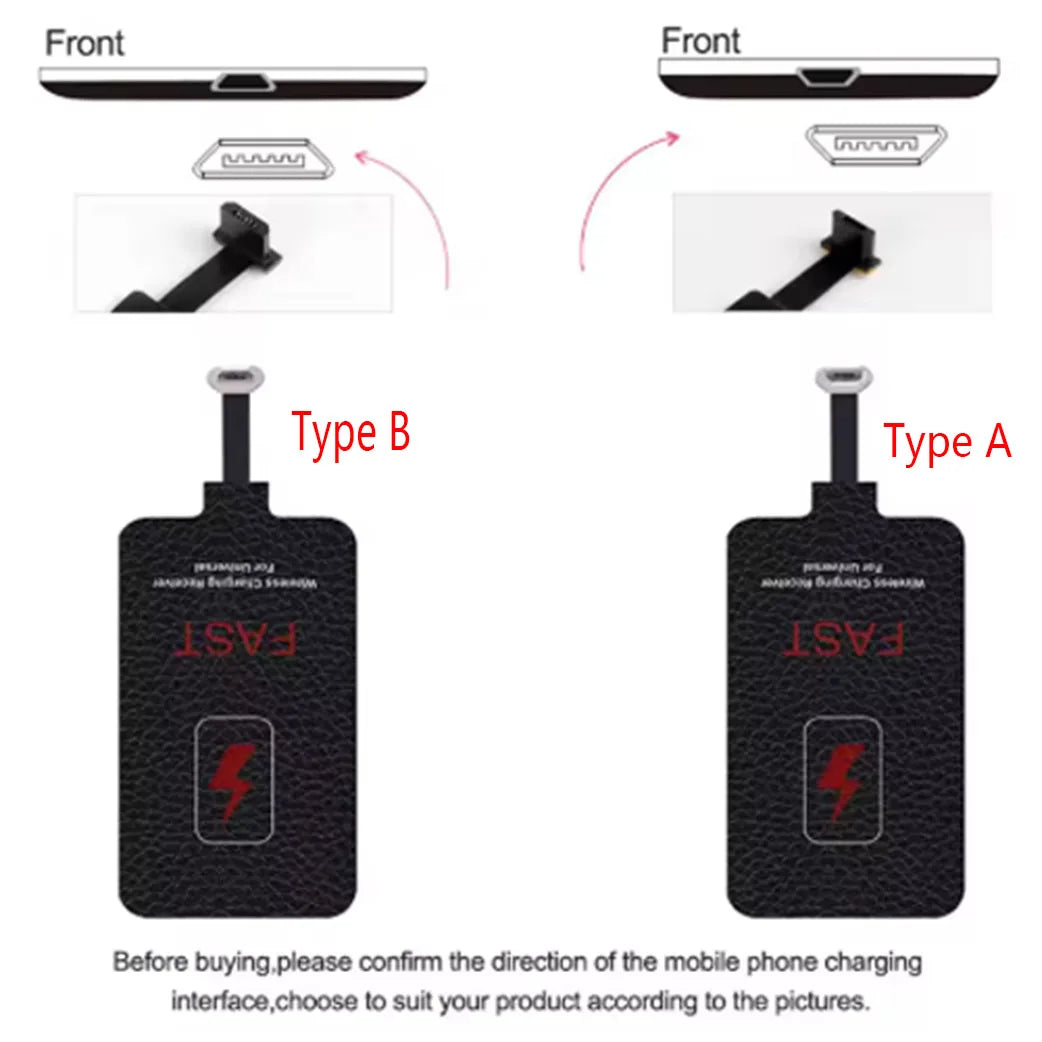 Max 10W 5V 2A Wireless Charging Receiver Coil Universal Type-C Micro USB for iPhone 5 6 7 Samsung A53 5G Xiaomi