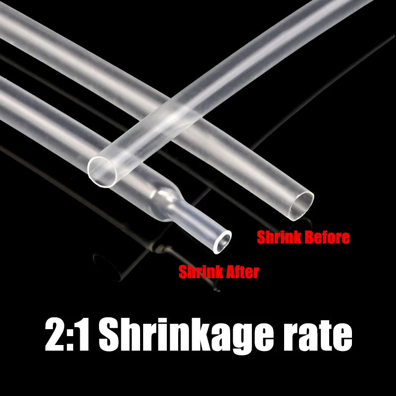 1 Meter Clear Dia 1 2 3 4 5 6 7 8 9 10 12 14 16 20 25 30 40 50 mm Heat Shrink Tube 2:1 Polyolefin Thermal Cable Sleeve Insulated