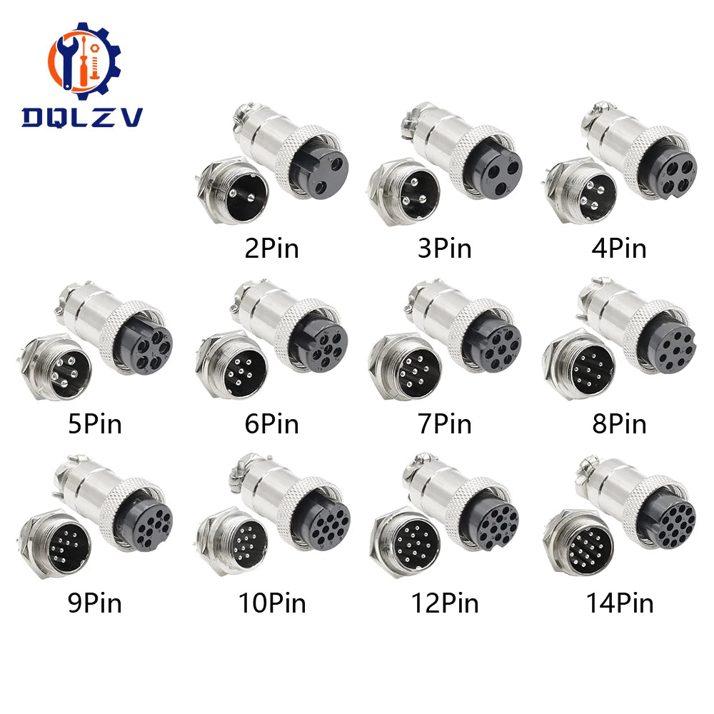 5/10/20Set GX12 GX16 GX20 2 3 4 5 6 7 8 9 10 12 14 15 Pin Docking Aviation Plug Socket Waterproof Circular Connector