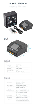 ToolkitRC M6DAC PRO V2 Dual Channel Smart Lipo Battery Charger Discharger AC 200W DC 800W 16A for 1-6S LiHV LiPo PD65W FPV Drone