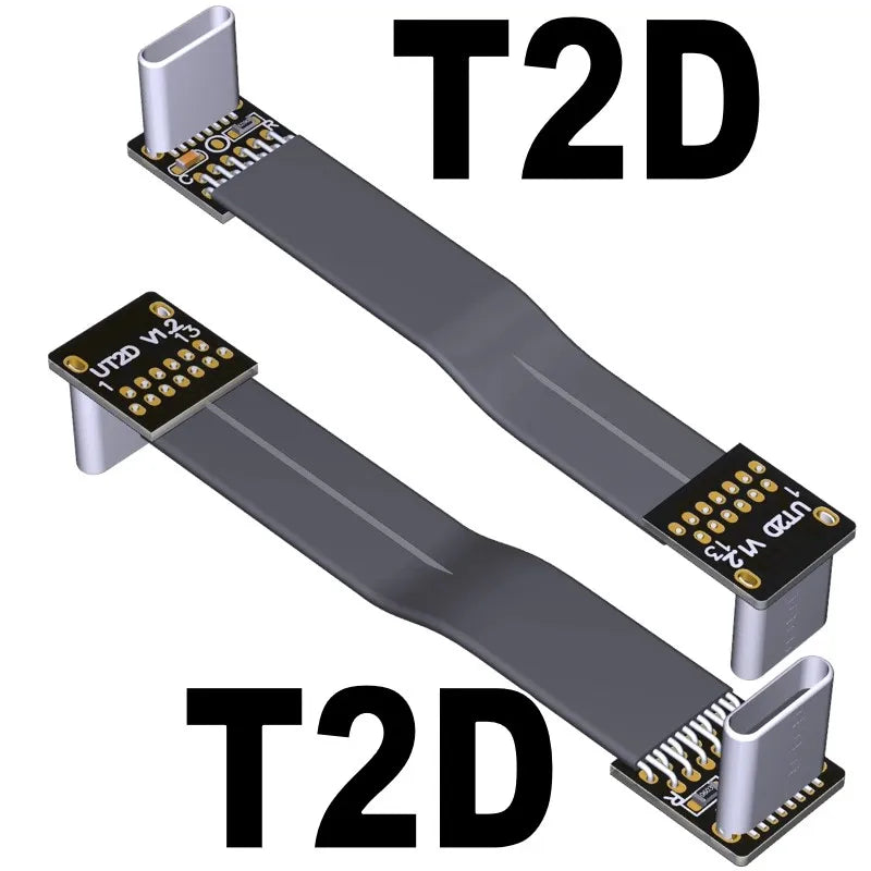 USB 2.0 Type C Ribbon Flat Cable Shielded Extension FPC Cable USB 2.0 USB-C 90 Degree Up/Down Angled Connectors 5CM-3M For TV PC