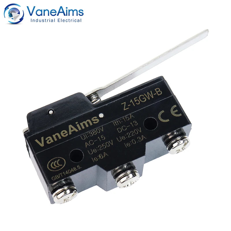 Z-15 Micro Limit switch Travel Switch Small Horizontal Roller Lever 15A 250V 1NO1NC Normally Open Normally Closed Travel Switch