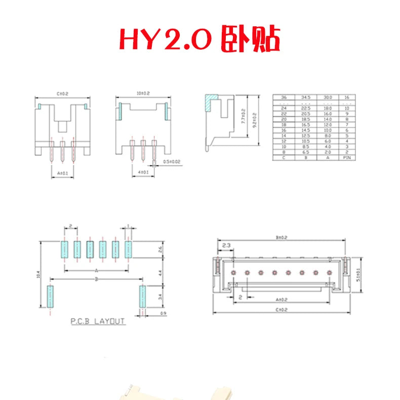 10pcs Dip hy2.0 Hy 2.0mm With Lock Connector Socket Pin Header Vertical horizontal/right Angle jst/2/3/4/5/6/7/8pin P