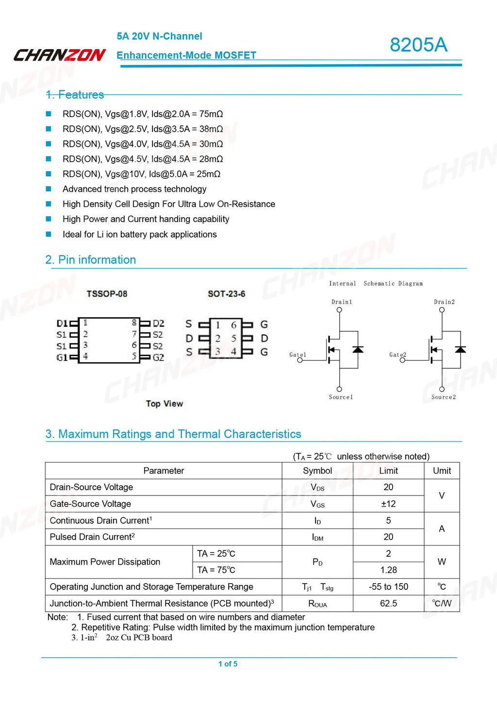 10pcs 8205A SOT-23 N-Channel 6 Pin SMD Mosfet Bipolar Junction Transistor BJT SIC Mos Fets Triode Tube Integrated Circuits