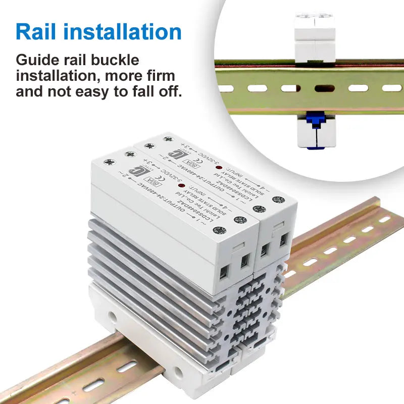 LCTC DIN Rail Mounted Relay SSR Slim Solid State Relay With Heat Sink DC Control AC 10A 25A 40A 50A 60A 80A Industrial Relay