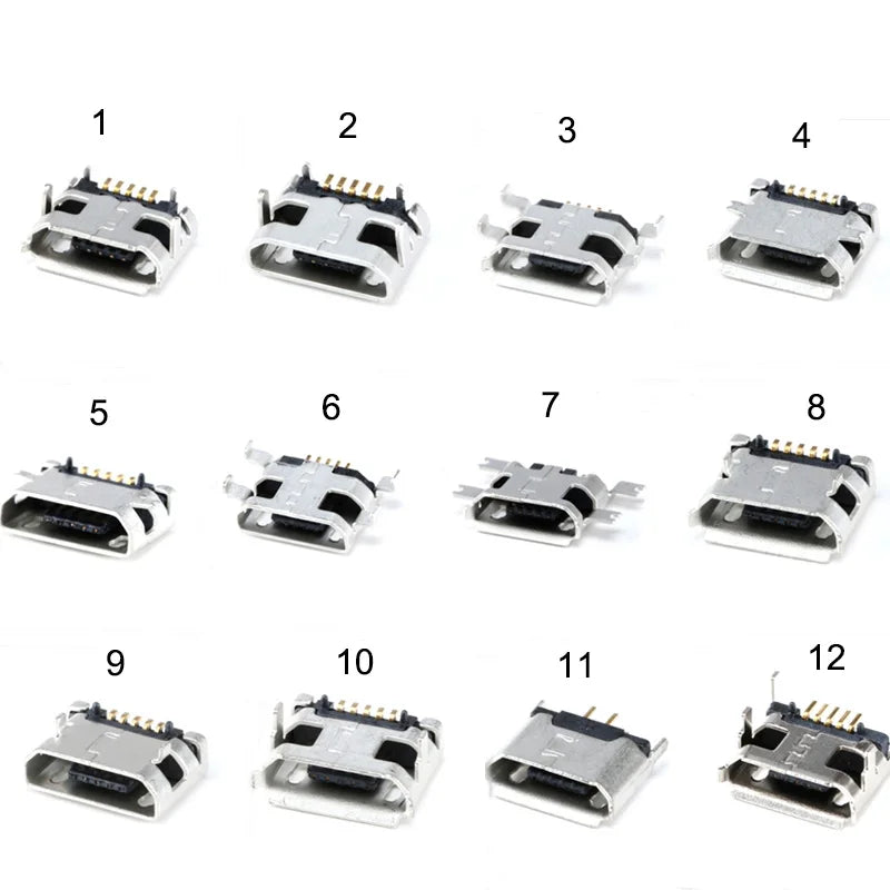 12Models 120pcs Micro USB 5Pin SMD DIP smd Socket Connector Micro USB Type B Female Placement  SMD DIP Socket Connector