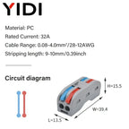 5pcs/lot Splitter Cable Push-in Lever Connection Terminal Block 1 In Multiple Out Combined Compact Quick Splice Wire Connector