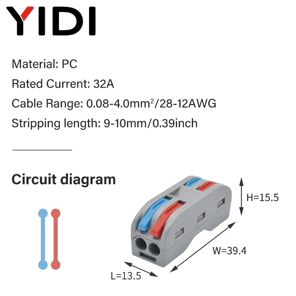 5pcs/lot Splitter Cable Push-in Lever Connection Terminal Block 1 In Multiple Out Combined Compact Quick Splice Wire Connector