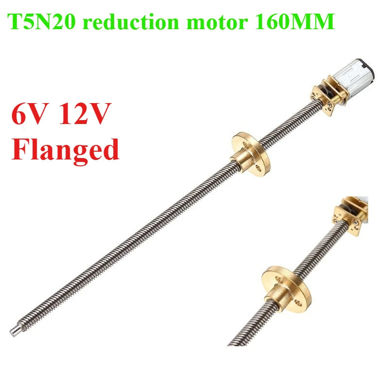 T5 Fast Thread N20 Decelerating Motor 160MM Long Screw Stainless Steel Flanged Various Rotating Speed