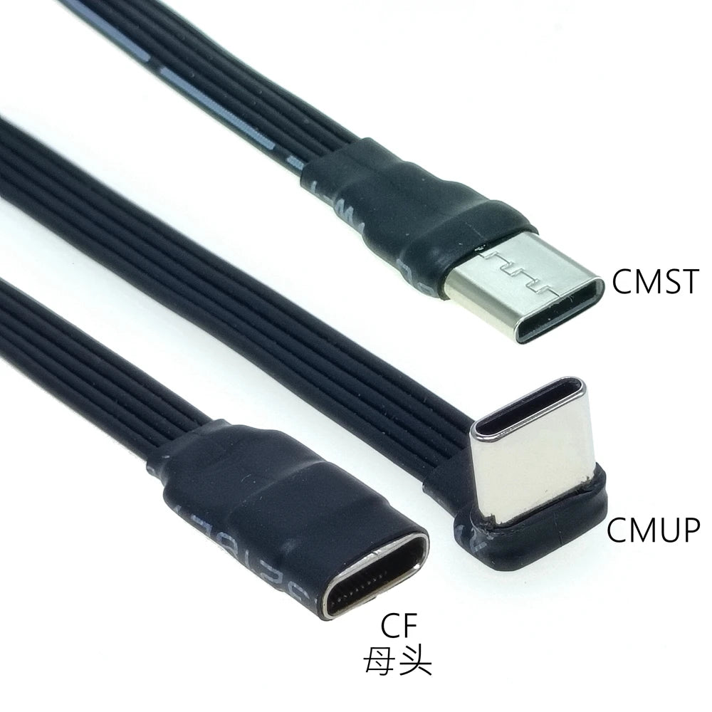 USB 2.0 Type-C Band Flat Cable Extension FPC Cable USB 2.0 USB-C 90° Up/Down Angled Plug 5Cm-1M For TV PC