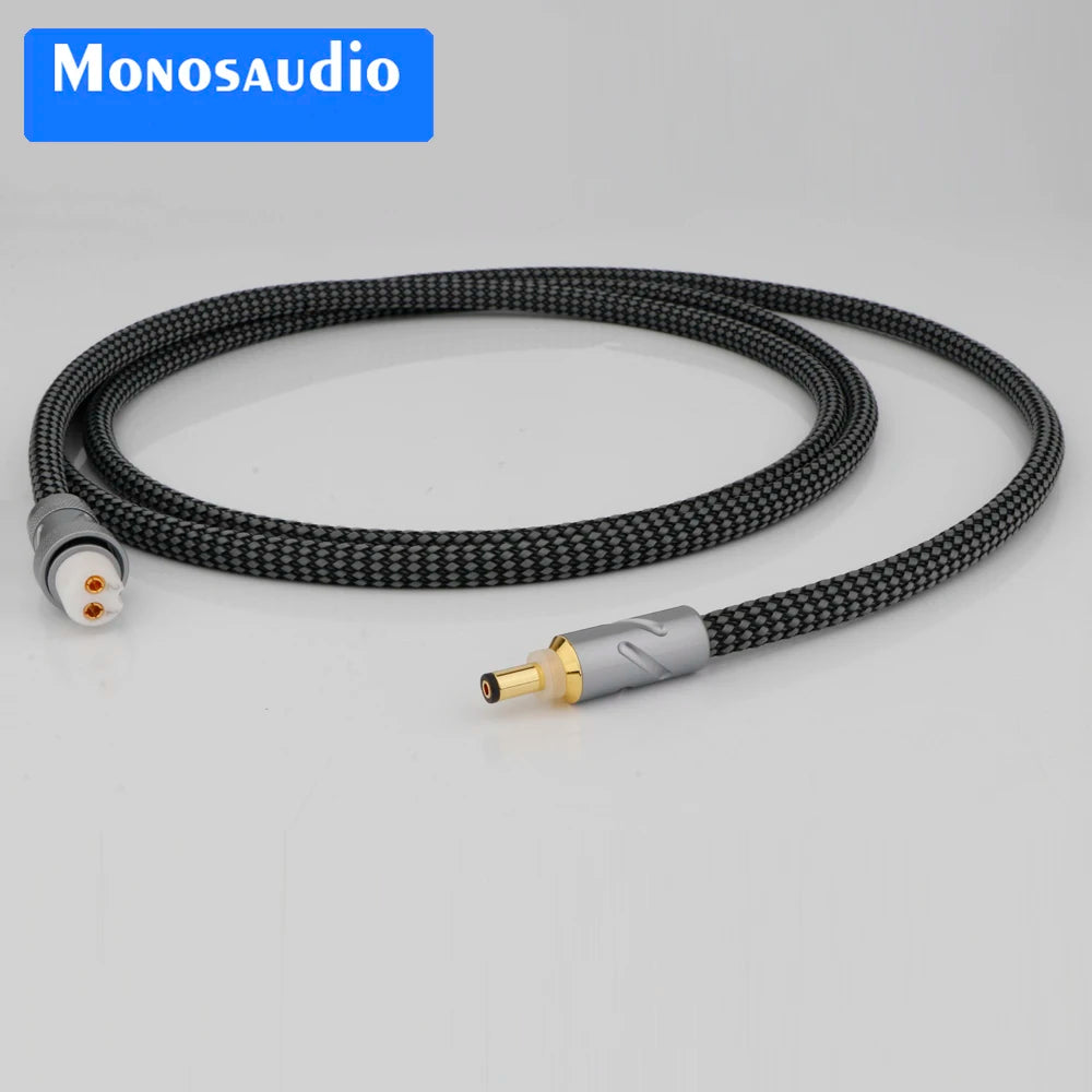 Hifi DC Power Cable GX16 2Pin to DC 2.5/2.1mm OCC Silver Plated with Pure Copper Connector Aviation Plug Phono Cable Amplifier