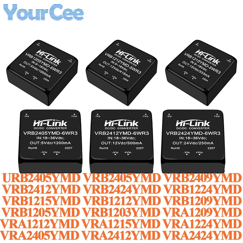 5W 6W 10W DC-DC Isolated Converter Power Supply Module 24V 12V to 15V/5V/12V 24v to 5V/12V VRB1224YMD VRB2424YMD VRA2424YMD