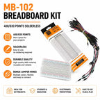 MB-102 Solderless Breadboard Kit 400/830 Points Prototype PCB Board with Jumper Wires Electronic Components DIY Kit for Arduino