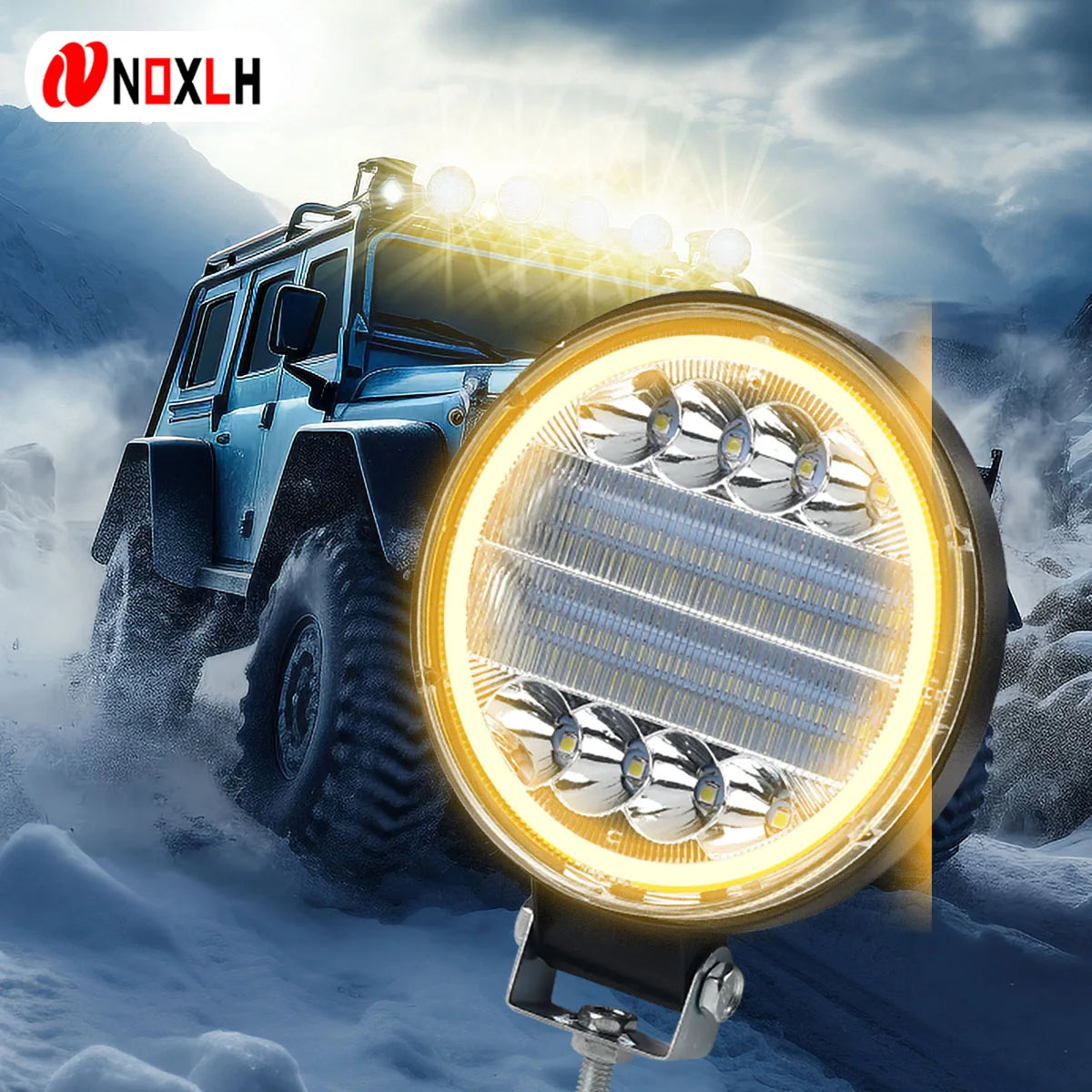 4-Inch LED Round Spot Work Light Combo Flood Driving Amber Fog Lamp For Truck SUV 4WD 4x4 LED Bar Offroad ATV Jeep Tractor