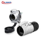 CNLINKO LP16 Waterproof Circular RJ45 Connector 8P8C Male/Female Panel Mount, PBT Push-Pull for Industrial Automation & Marine