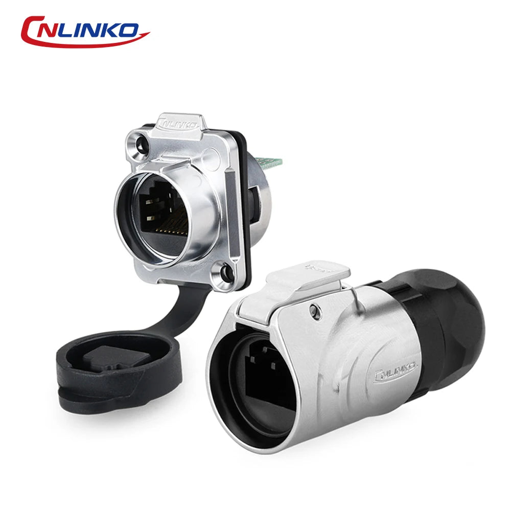 CNLINKO LP16 Waterproof Circular RJ45 Connector 8P8C Male/Female Panel Mount, PBT Push-Pull for Industrial Automation & Marine
