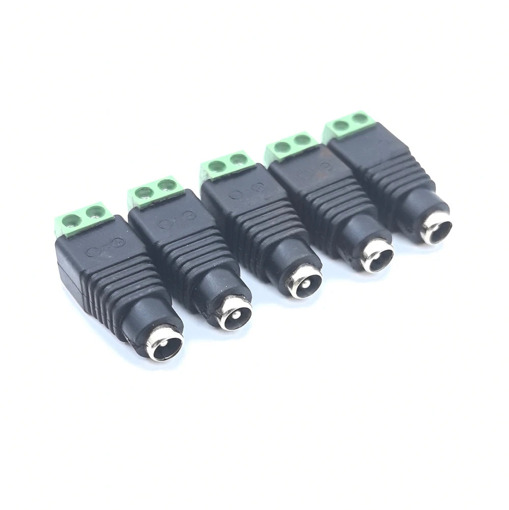 Male Female Socket Barrel Adapter 12V DC Power Connector Plug Jack for CCTV Camera LED Strip Supply Terminal 2.1mm x 5.5mm