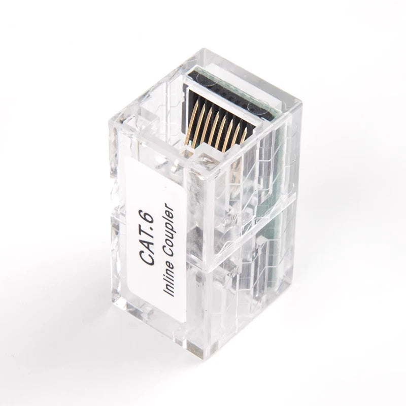 Linkwylan 2PCS Cat6 RJ45 Coupler Ethernet Cable Extender Connector Network Adapter Female to Female  Unshielded Transparent