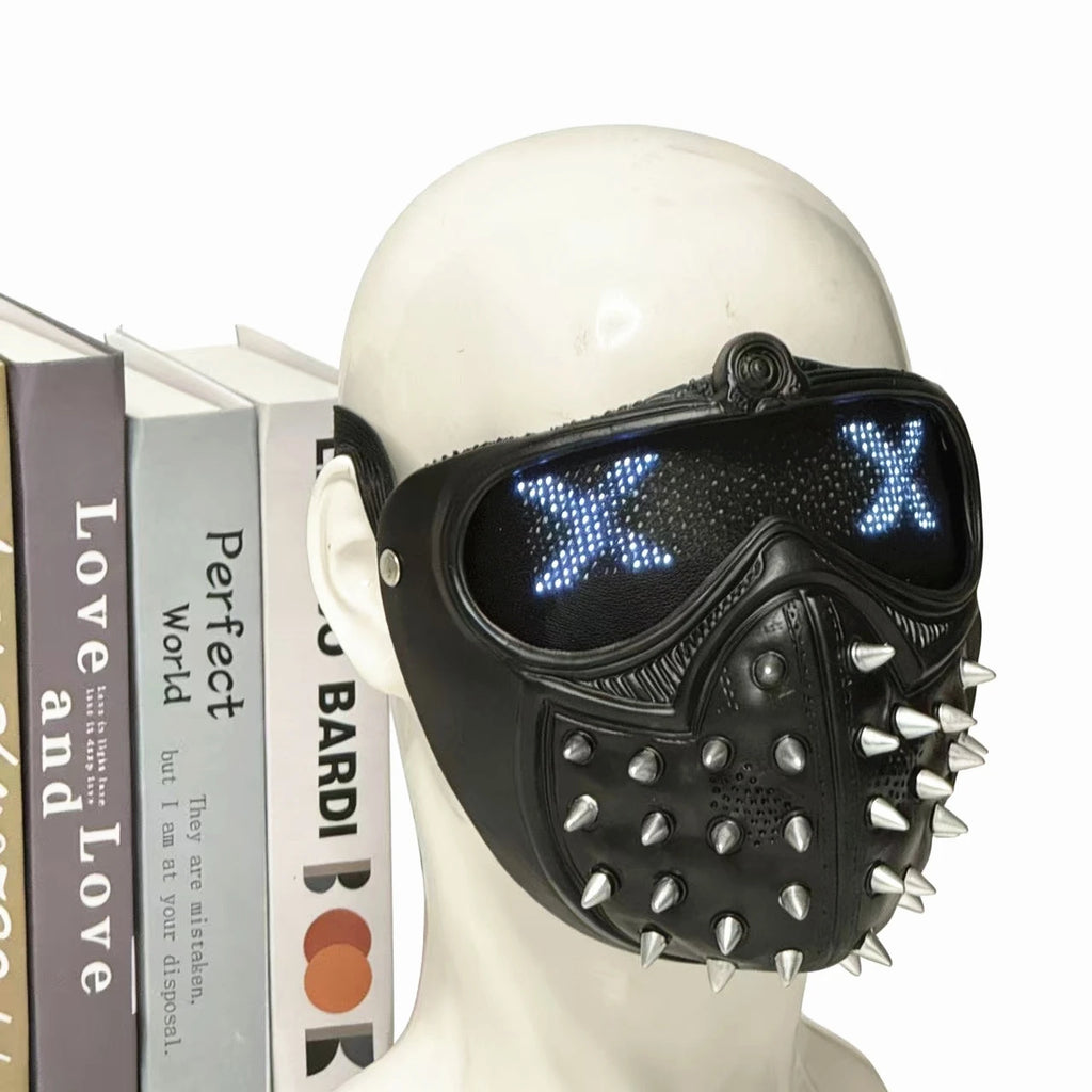 Bluetooth app LED Light Up Watch Dog 2 Masks Punk Rivet Mask Party Masquerade Costume Props Cosplay Mask for Halloween Party