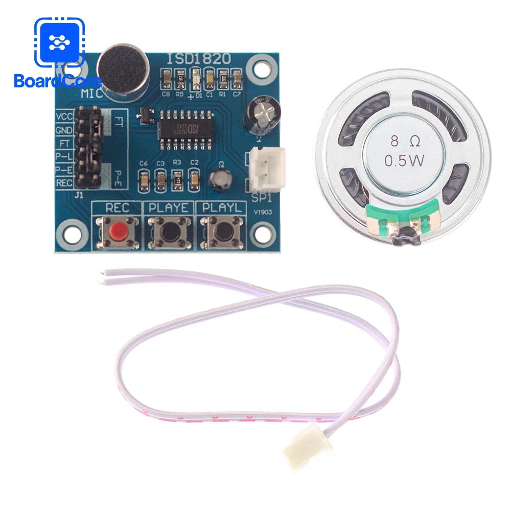 1/2PCS ISD1820 Voice Recording Module The Voice Board Telediphone Module Board with Microphones + Loudspeaker 0.5W 8R