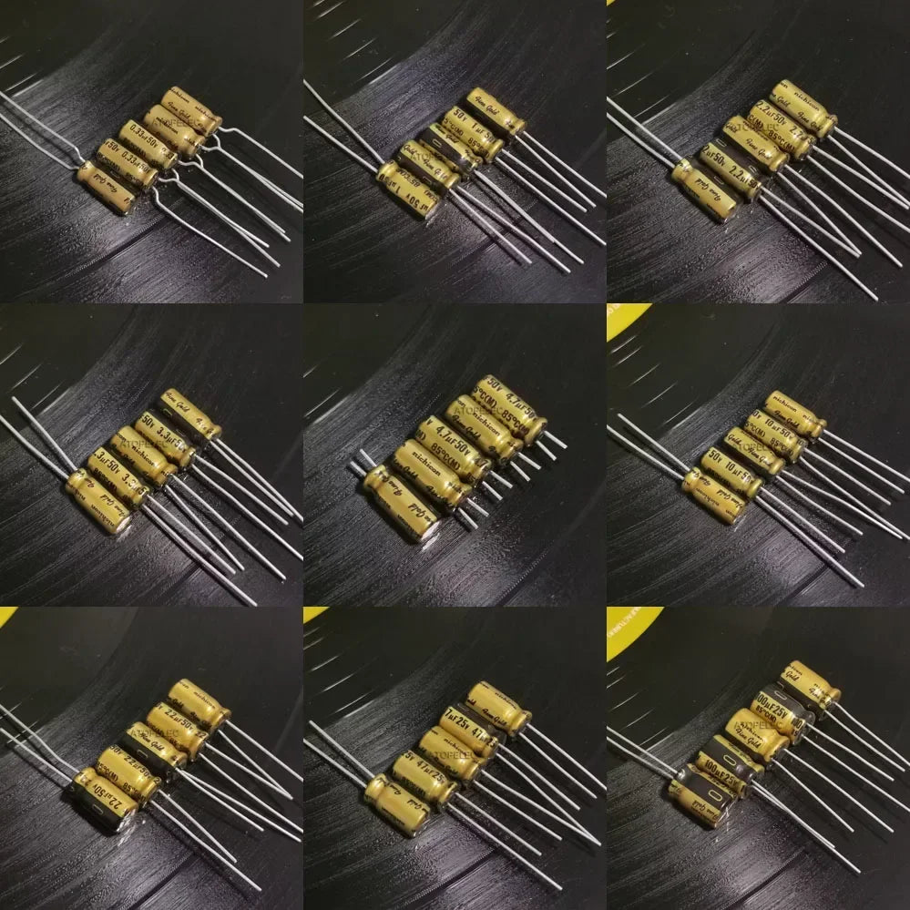 10pcs Nichicon FG Fine Gold Series Electrolytic Capacitor Hi-Fi Audio 0.33uF/1uF/2.2uF/3.3uF/4.7uF/10uF/22uF/47uF/100uF 25V/50V