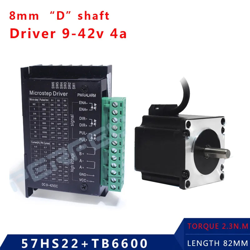 Nema 23 Stepper Motor D Shaft 2 Phase 4-Leads 57x82mm 2.3N 57HS22 Motor with TB6600 Driver For 3D Printer CNC Engraving Machine