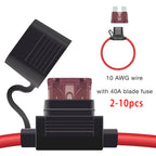 2-10PCS Inline Fuse Holders 12V,10/12/14/16/18 AWG Inline Fuses,Waterproof Fuse Holder with 10A-40A ATC/ATO Standard Blade Fuses