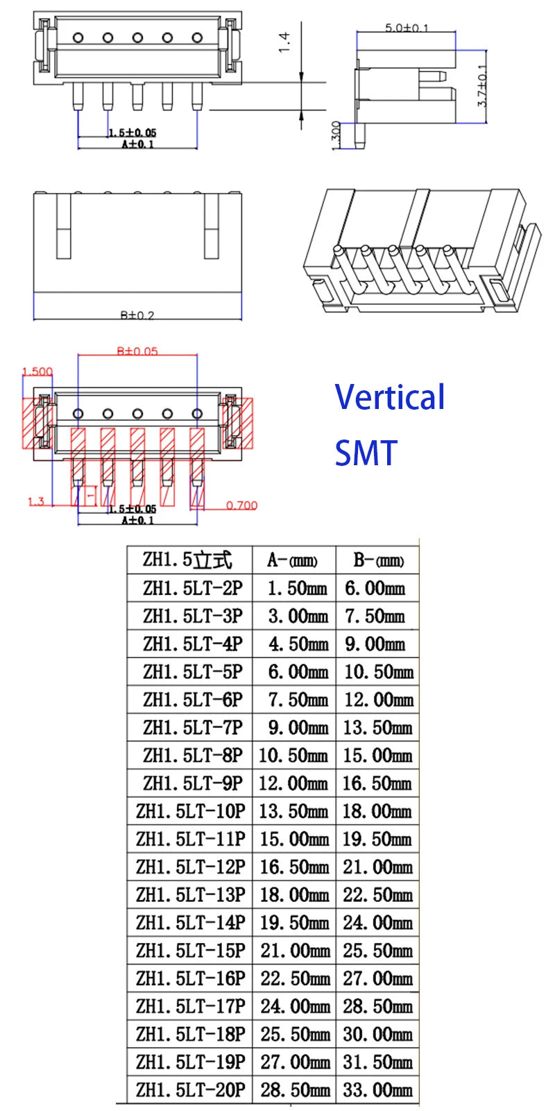 10PCS ZH 1.5/JST/PH/SH/XH Pitch 1.0MM 1.25MM 2.0MM 2.54MM Male Pin Header Socket Dip/Right Angle SMD 2/3/4/5/6/7/8/9/10/12P Pin