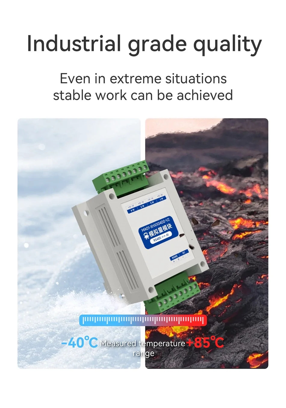 ModBus RTU Serial IO 1/2/4/6/8/10/12-Channel Analog Input Module RS485 CDSENET MA01-XHXX Rail Installation 8~28VDC Watchdog