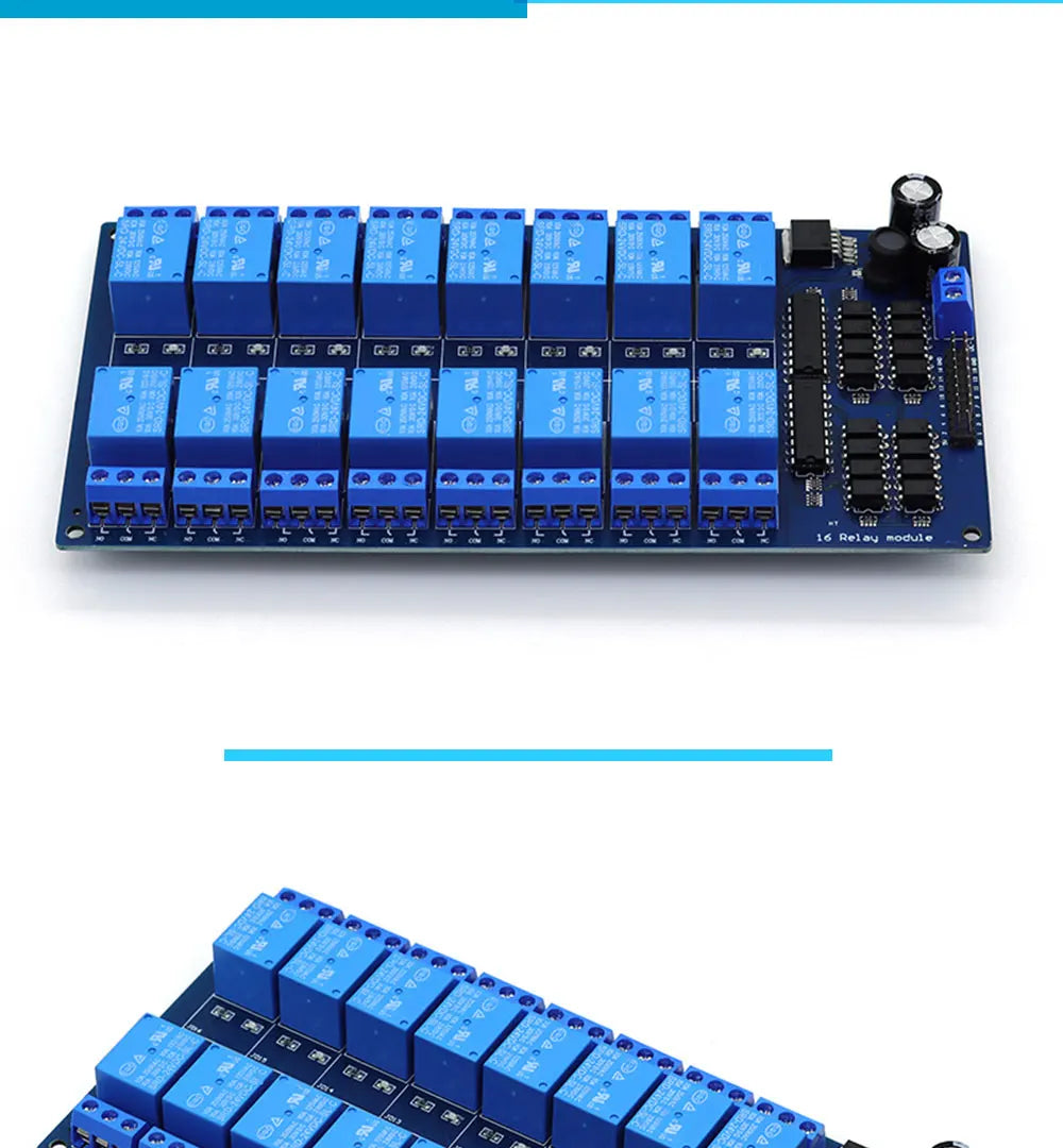 16 Channel Relay Shield Module DC 5V 12V 24V with Optocoupler LM2576 Microcontrollers Interface Power Relay For Arduino DIY Kit
