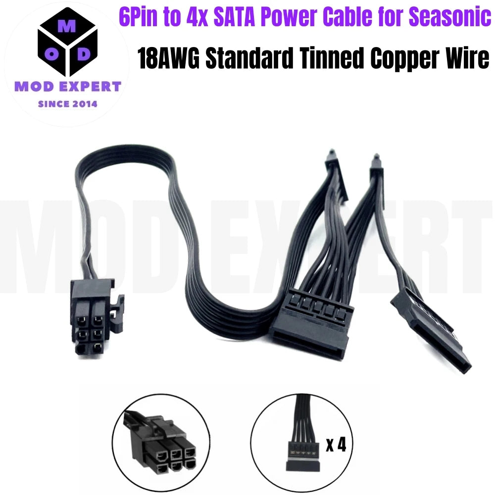 Modular Power Cable for Seasonic X-850, X-750, X-650 KM³ Modular, GPU PCIe 6+2Pin, CPU 4+4Pin, SATA, Molex IDE 4Pin, Main 24Pin