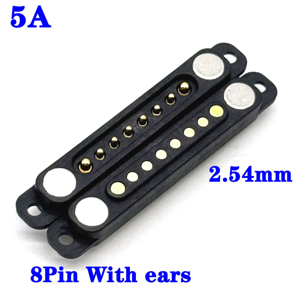 1sets DC 36V 5A Waterproof Magnetic Pogo Pin Connector 5Pin With Ears Pogopin Male Female Spring Loaded DC Power Socket