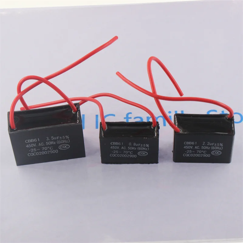 CBB61 starting capacitance AC Fan Capacitor 450V CBB Motor Run Capacitor 1UF 1.2UF 1.5UF 1.8UF 2UF 2.5UF 3UF 3.5UF 4UF-25UF
