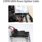 5pcs 4 Pin Molex To 2×15 Pin SATA Power Y-Cable Adapter For IDE 8 Inches