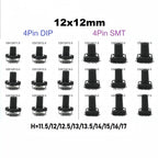 10-Piece 12X12mm H=11.5/12/12.513/13.5/14/15/16/17MM 4PIN DIP SMT Momentary Tactile Tact Switch Push Button Key Button Black