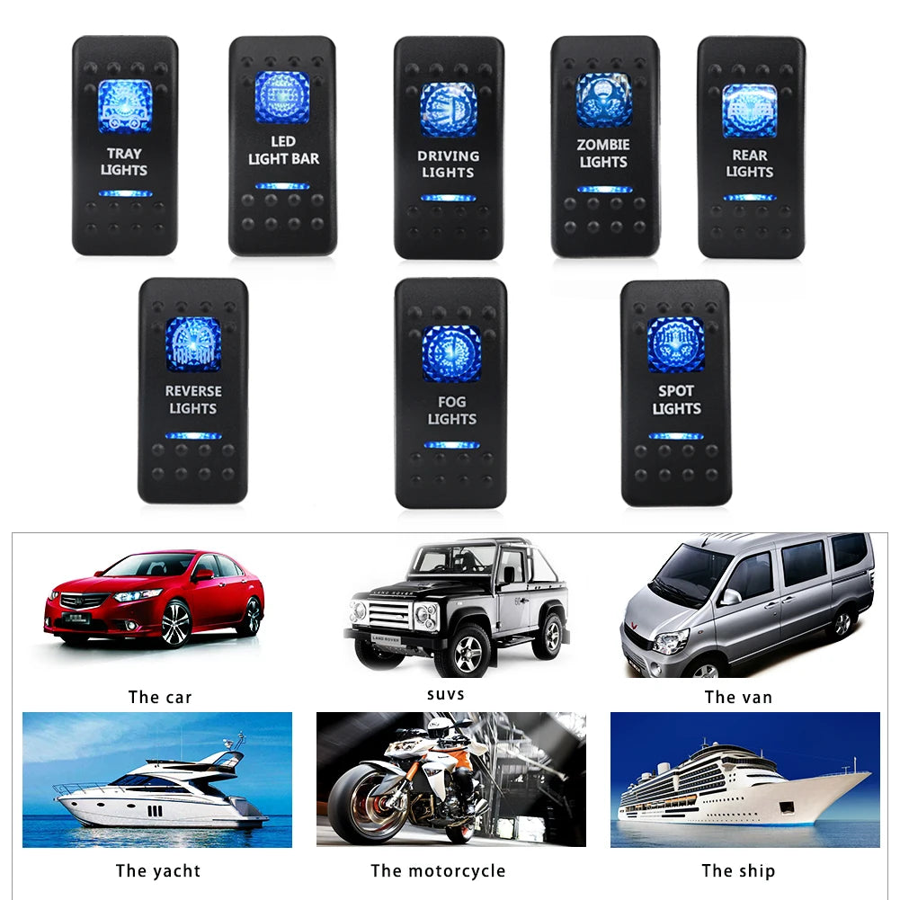 12V 24V Car Boat Rocker Toggle Switch Waterproof ON/OFF 5 Pin Latching Marine Push Button led light bar rear light reverse light