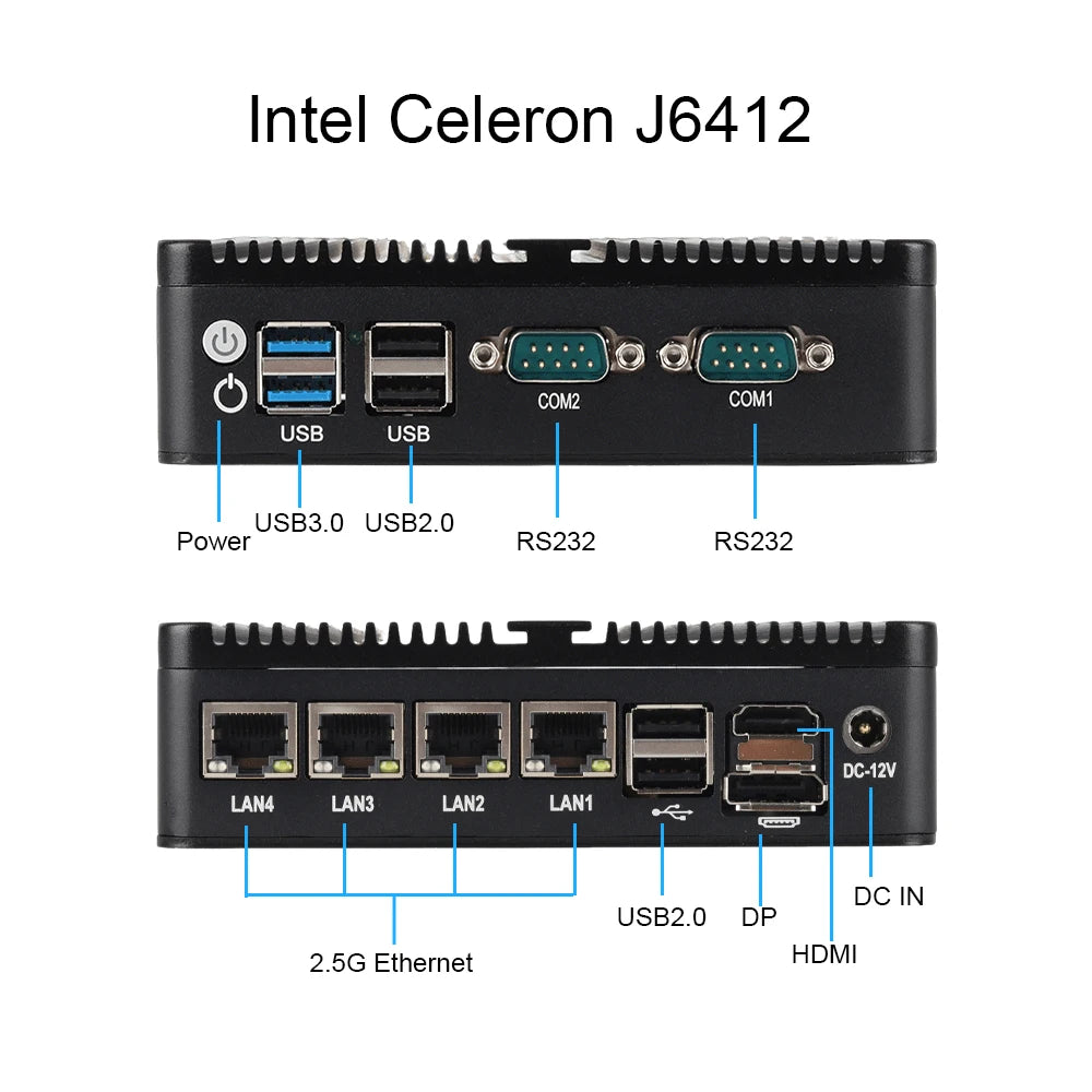 4 Ethernet Mini PC Intel N100 N2830 J1900 J4125 N5105 CPUs X86 Firewall Router Pfsense OPNSENSE Windows Linux Virtual Machine