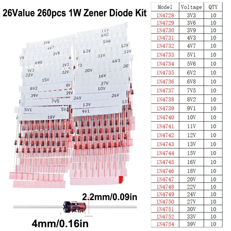 DIP SMD Zener Diode TVS Diodes Fast Switching Schottky Diode Assorted Kit DIY Mix Electronic set