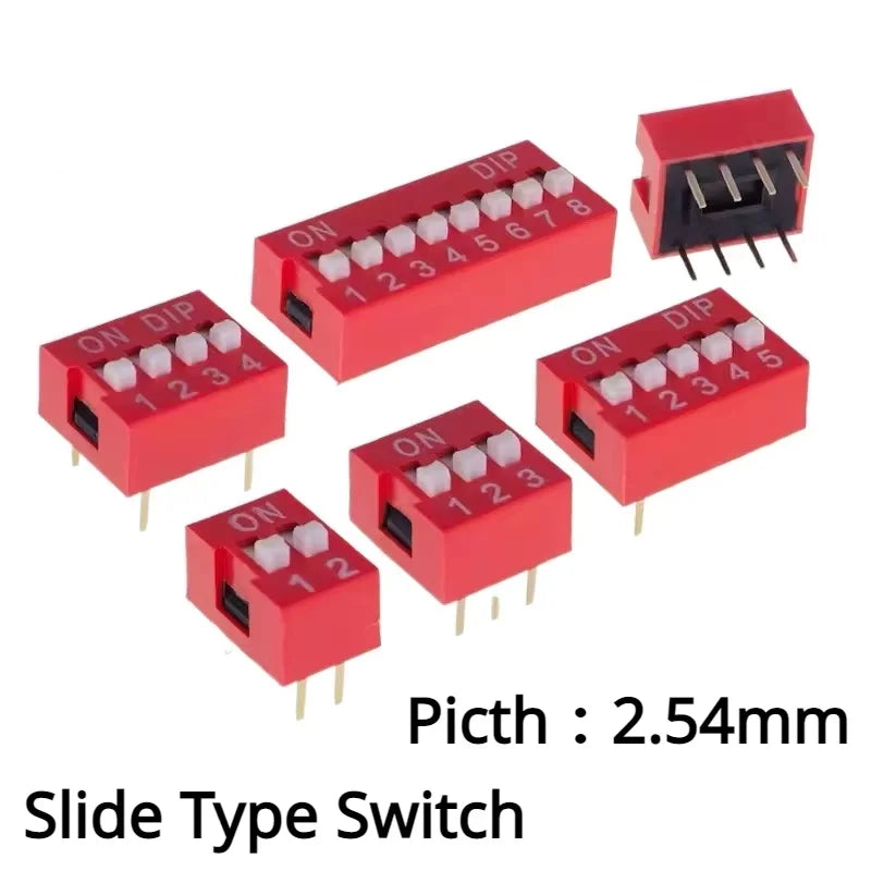 5PCS Slide Type Dip Switch Double Row Toggle Switches Module 2.54mm 1P2P3P4P5P6P7P8P9P10P-12PIN Position For Circuit Breadboards