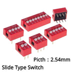 5PCS Slide Type Dip Switch Double Row Toggle Switches Module 2.54mm 1P2P3P4P5P6P7P8P9P10P-12PIN Position For Circuit Breadboards