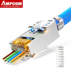 AMPCOM CAT7 RJ45 Connector, Pass Through CAT6A RJ45 Ethernet Plug for CAT 7 Solid or Stranded Network Cable with 1.5mm Load Bar