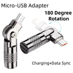 180 Degree Rotation Micro-usb to USB C Adapter Micro 5Pin Male to Type-C Female Data & Charging Connector for Android Phone