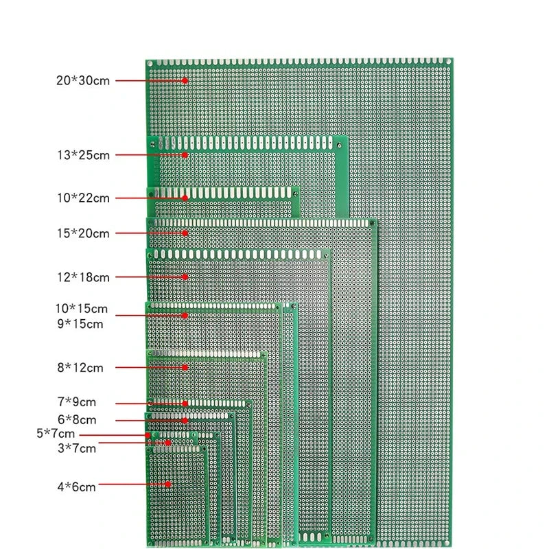 2x8/3x7/4x6/5x7/6x8/7x9/8x12/9x15cm Double Sided Perfboard Prototype PCB Tinned Universal Board Experimental Plate Circuirt Hole