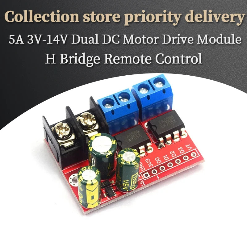 5A H Bridge Remote Control Dual DC Motor Drive Module 3V-14V Voltage Reverse PWM Speed Regulation L298N 5AD