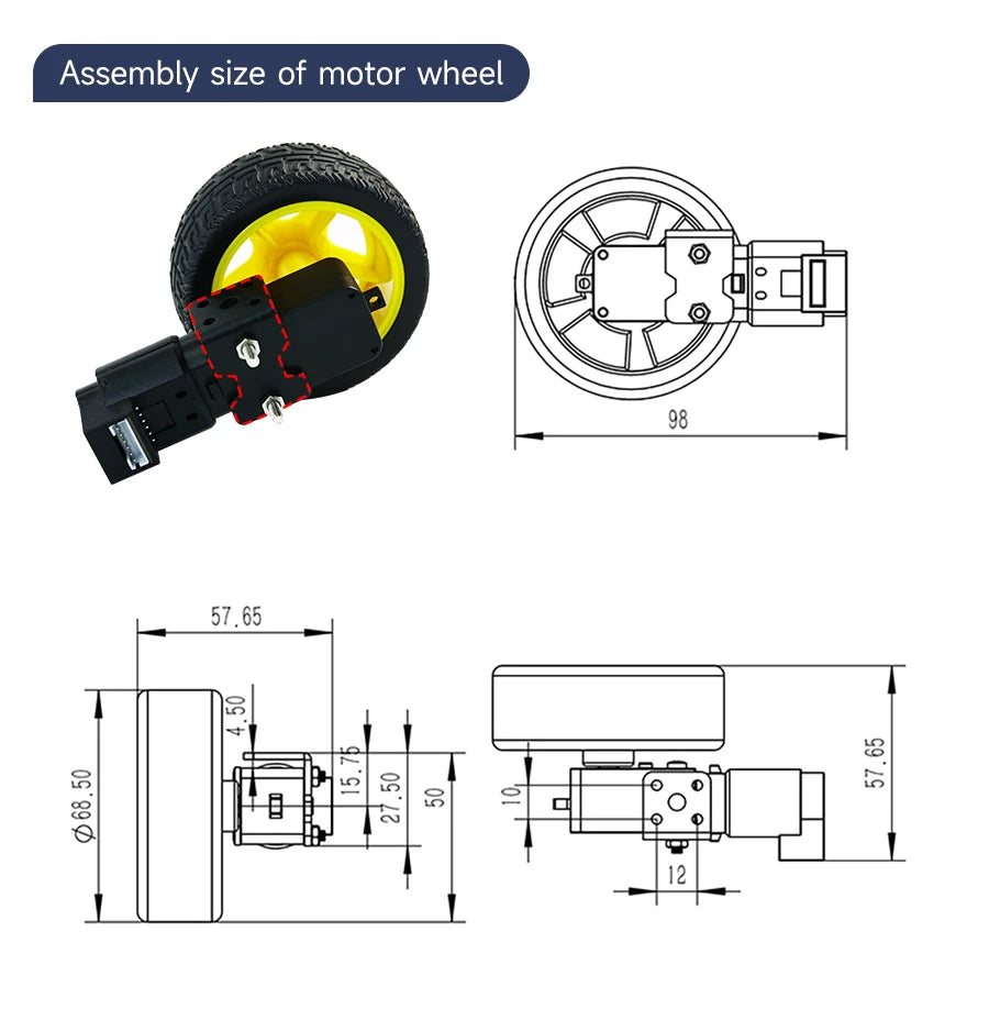 High Precision Hall Encoder TT DC Geared Motor with Encoder AB Phase Tachometer Code Disc Support PID Control for DIY Smart Car