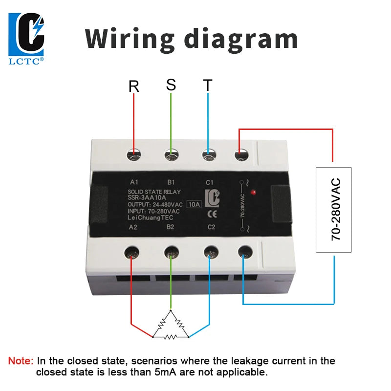 LCTC 3-Phase  SSR10A 25A 40A 60A 80A 100A 120A DC to AC AC to AC DC to DC Solid State Relay Zero-crossing Relay 3-32VDC