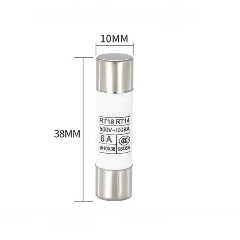 20PCS  RT18 RT14 Ceramic Fuse RO15 1A 2A 3A 4A 5A 6A 8A 10A 16A 20A 25A 32A 500V R015 10*38 10X38MM