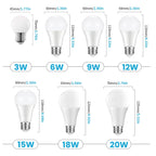 10pcs LED Bulb Lamps E27 AC220V 240V Light Bulb Real Power 20W 18W 15W 12W 9W 5W 3W Lampada Living Room Home LED Bombilla